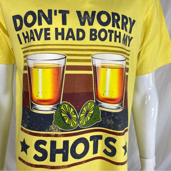 Men’s Don’t Worry I Have Had Both My Shots Yellow Tee - Picture 2 of 7